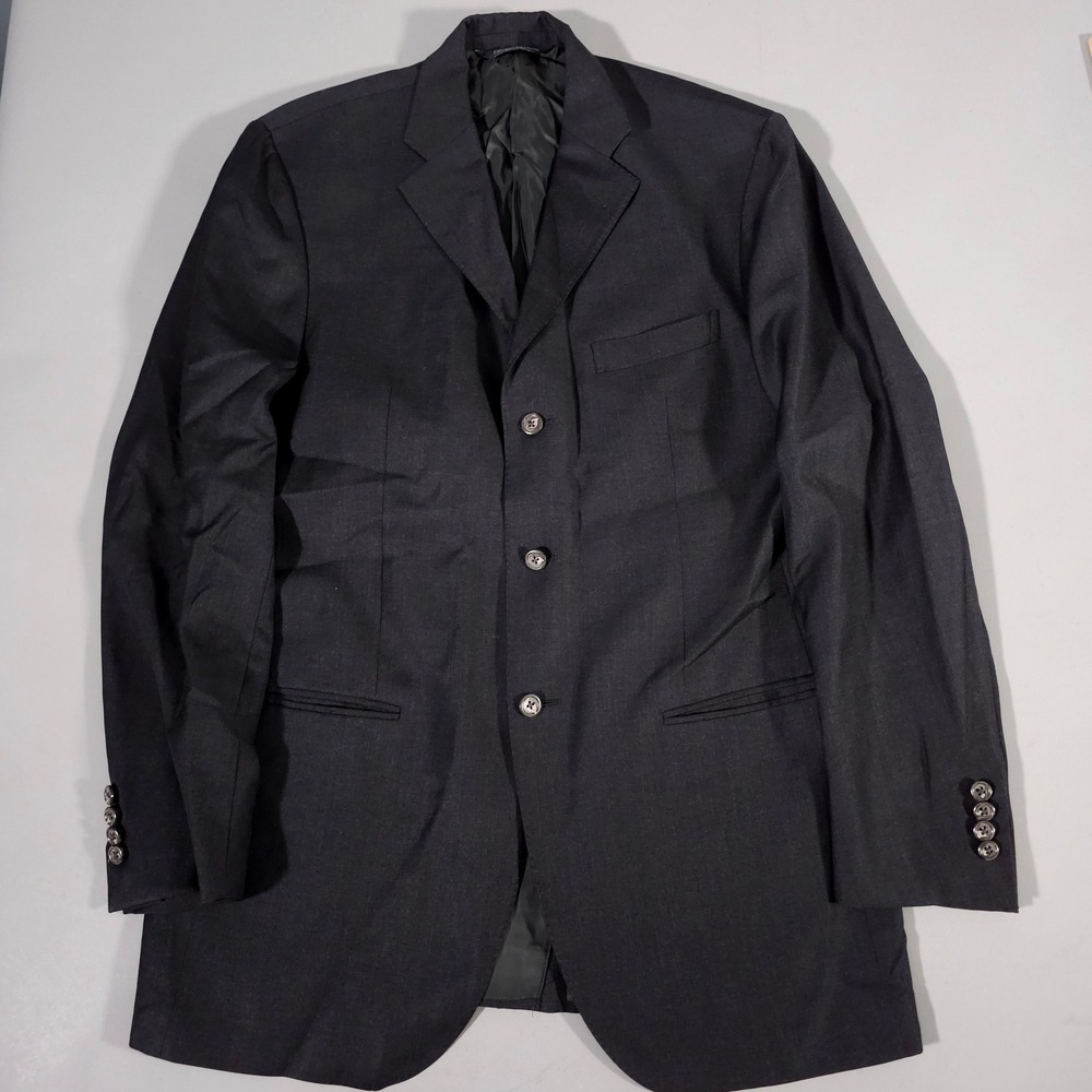 Polo Ralph Lauren Blazer Mens 40L Charcoal Blue Label Virgin Wool Made in‎ Italy